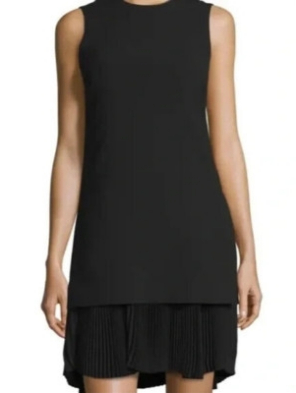 Theory‎ Malkan P Winslow Crepe Layered Dress Black Size 6 Pleated